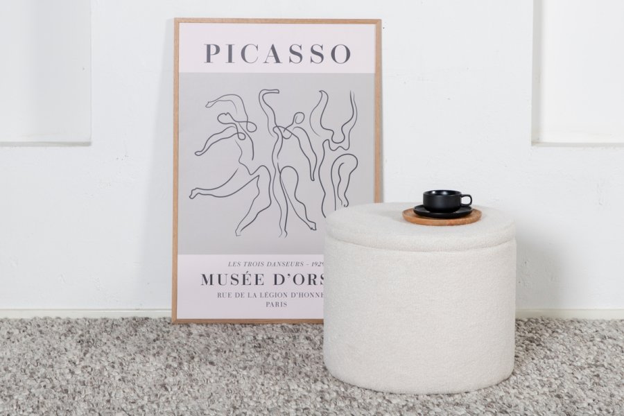 VENTURE DESIGN Dunken Pouf, mit Stauraum, Zylinder – weißer Teddybärstoff Polyester (51)