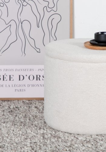 VENTURE DESIGN Dunken Pouf, mit Stauraum, Zylinder – weißer Teddybärstoff Polyester (51)