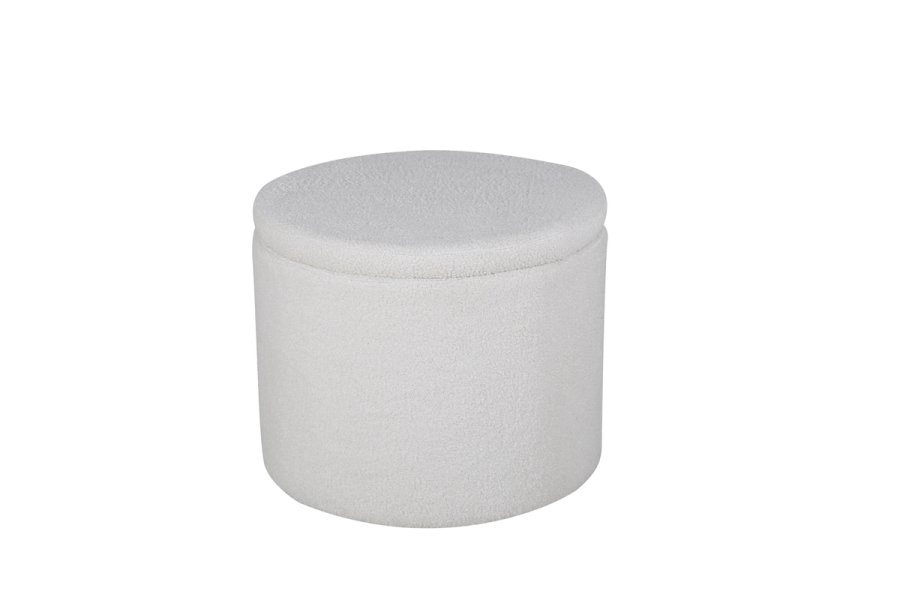 VENTURE DESIGN Dunken Pouf, mit Stauraum, Zylinder – weißer Teddybärstoff Polyester (51)