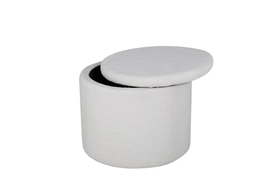 VENTURE DESIGN Dunken Pouf, mit Stauraum, Zylinder – weißer Teddybärstoff Polyester (51)