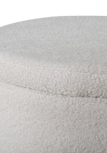 VENTURE DESIGN Dunken Pouf, mit Stauraum, Zylinder – weißer Teddybärstoff Polyester (51)