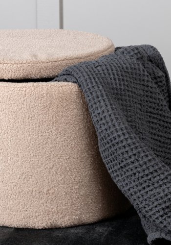 VENTURE DESIGN Dunken puff, m. oppbevaring, sylinder - beige teddystoff polyester (51)