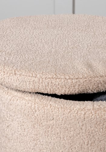 VENTURE DESIGN Dunken puff, m. oppbevaring, sylinder - beige teddystoff polyester (51)