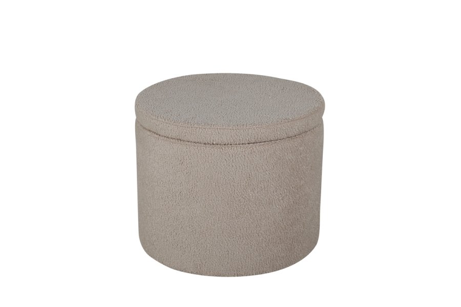VENTURE DESIGN Dunken puff, m. oppbevaring, sylinder - beige teddystoff polyester (51)