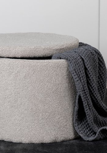 VENTURE DESIGN Dunken Pouf, mit Stauraum, Zylinder – grauer Teddybär-Stoff Polyester (51)