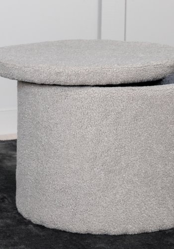 VENTURE DESIGN Dunken Pouf, mit Stauraum, Zylinder – grauer Teddybär-Stoff Polyester (51)