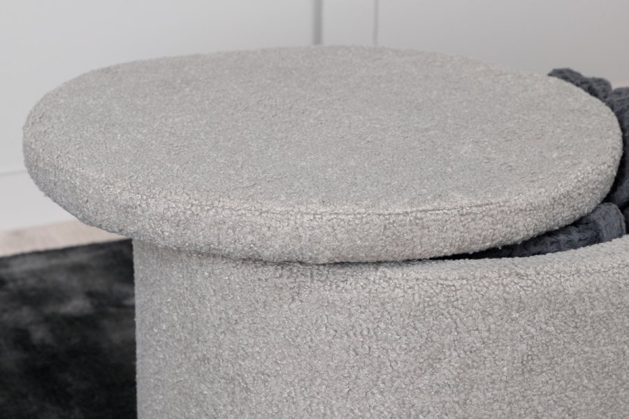 VENTURE DESIGN Dunken Pouf, mit Stauraum, Zylinder – grauer Teddybär-Stoff Polyester (51)