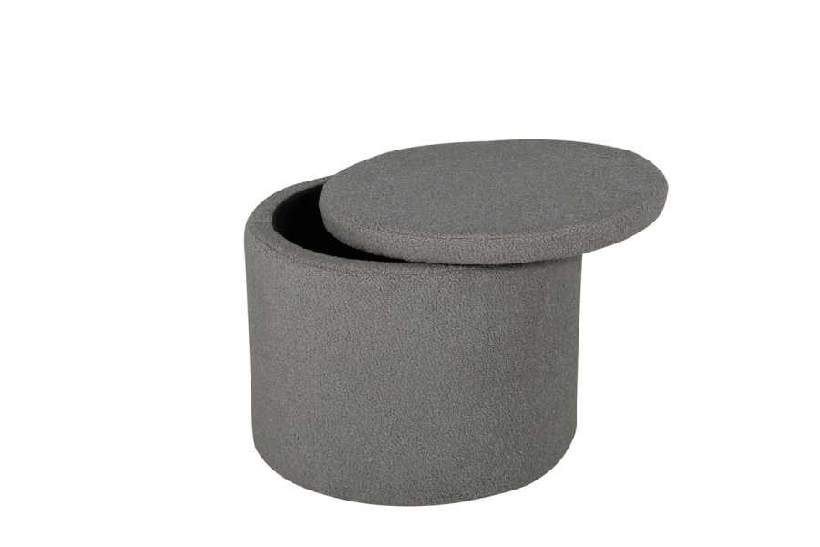 VENTURE DESIGN Dunken Pouf, mit Stauraum, Zylinder – grauer Teddybär-Stoff Polyester (51)