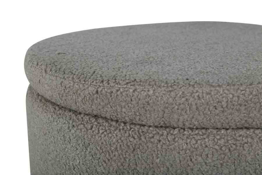 VENTURE DESIGN Dunken Pouf, mit Stauraum, Zylinder – grauer Teddybär-Stoff Polyester (51)