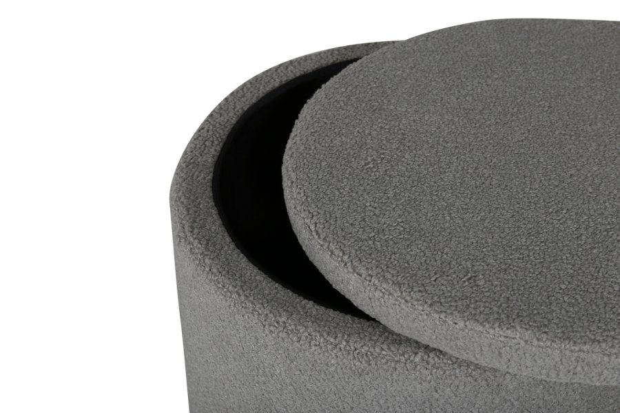 VENTURE DESIGN Dunken Pouf, mit Stauraum, Zylinder – grauer Teddybär-Stoff Polyester (51)