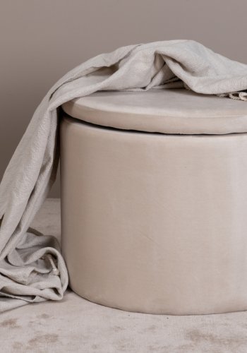 VENTURE DESIGN Dunken Pouf, mit Stauraum, Zylinder – beige Teddybär-Stoff Polyester (51)