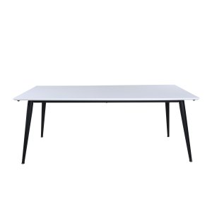 VENTURE DESIGN Jimmy matbord, med utdrag - vit HPL och svart stl (195x90)