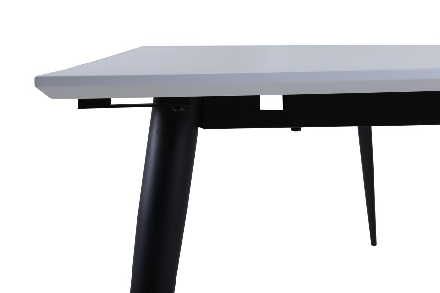 VENTURE DESIGN Jimmy spisebord, m. udtrk - hvid HPL og sort stl (195x90)