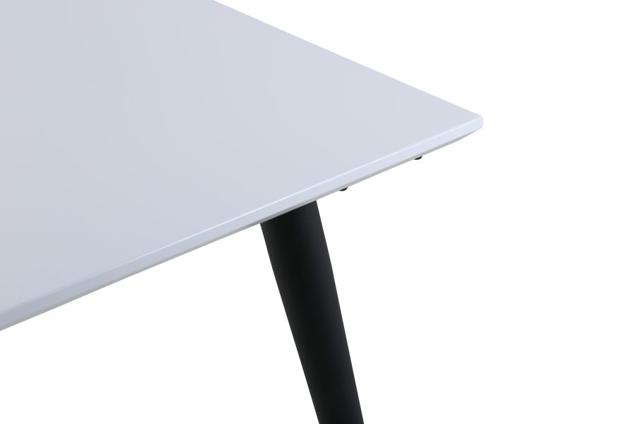 VENTURE DESIGN Jimmy spisebord, m. udtrk - hvid HPL og sort stl (195x90)