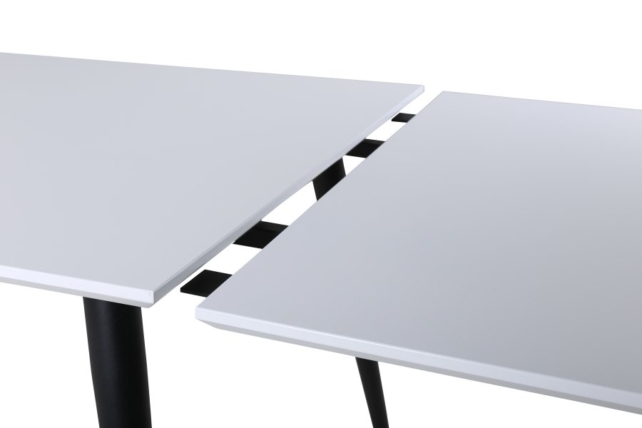VENTURE DESIGN Jimmy spisebord, m. udtrk - hvid HPL og sort stl (195x90)