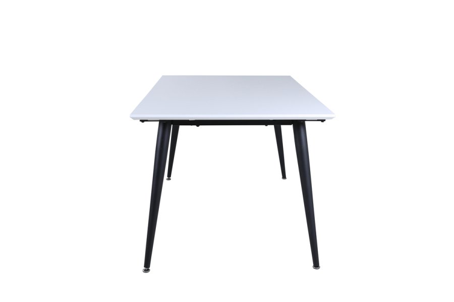 VENTURE DESIGN Jimmy spisebord, m. udtrk - hvid HPL og sort stl (150x90)