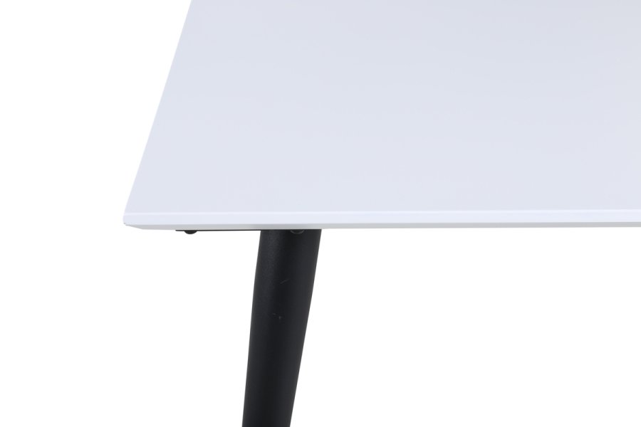 VENTURE DESIGN Jimmy spisebord, m. udtrk - hvid HPL og sort stl (150x90)