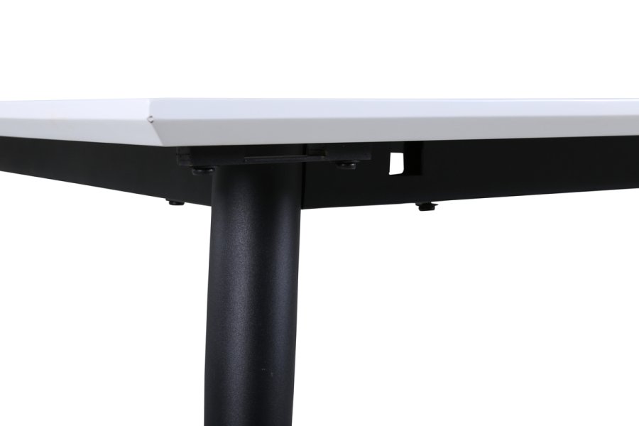 VENTURE DESIGN Jimmy spisebord, m. udtrk - hvid HPL og sort stl (150x90)