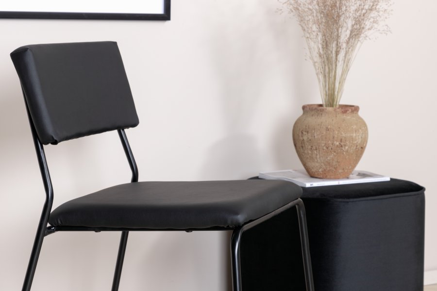 VENTURE DESIGN Kenth spisestuestol - sort PU/polyester og sort stl