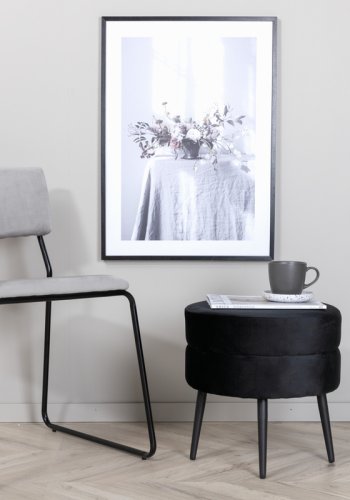 VENTURE DESIGN Kenth spisestuestol - lys gr flyel/polyester lin og sort stl