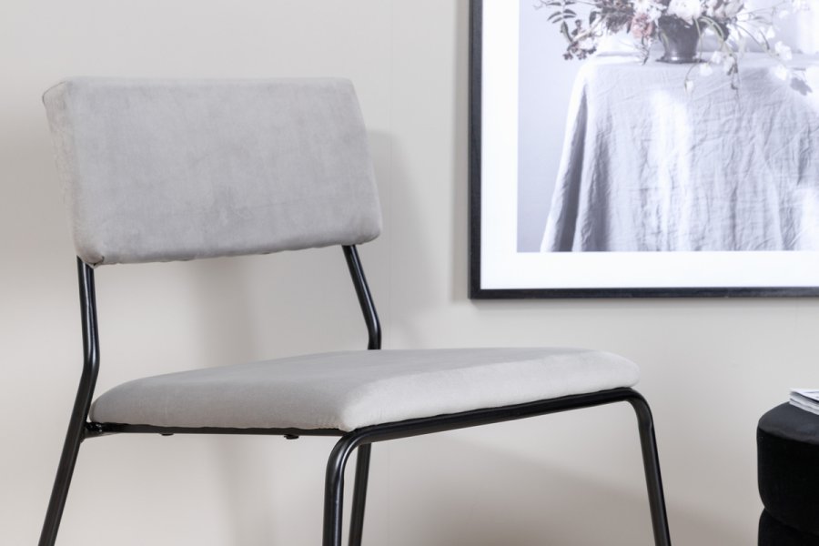 VENTURE DESIGN Kenth spisestuestol - lys gr flyel/polyester lin og sort stl