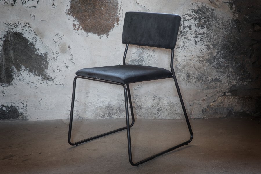 VENTURE DESIGN Kenth spisestuestol - sort flyel/polyester lin og sort stl