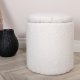VENTURE DESIGN Limpen puff, med oppbevaring, sylinder - hvit teddy polyester (32)