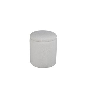 VENTURE DESIGN Limpen puf, m. opbevaring, cylinder - hvid bamsestof polyester (32)