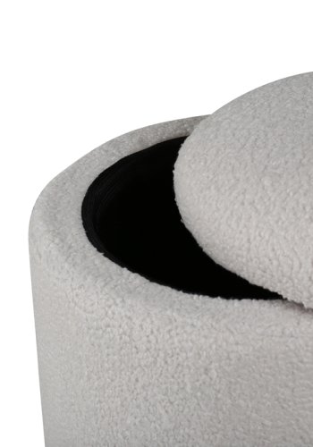 VENTURE DESIGN Limpen puff, med oppbevaring, sylinder - hvit teddy polyester (32)