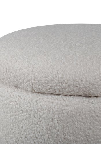 VENTURE DESIGN Limpen puff, med oppbevaring, sylinder - hvit teddy polyester (32)