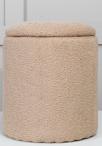 VENTURE DESIGN Limpen puff, med oppbevaring, sylinder - beige teddystoff polyester (32)