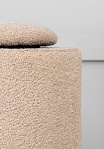 VENTURE DESIGN Limpen puff, med oppbevaring, sylinder - beige teddystoff polyester (32)