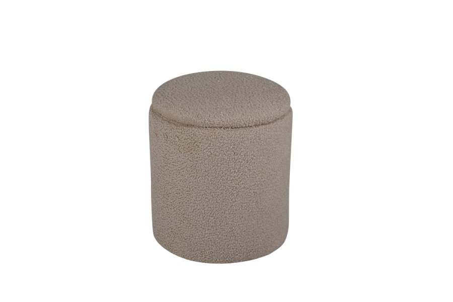 VENTURE DESIGN Limpen puff, med oppbevaring, sylinder - beige teddystoff polyester (32)