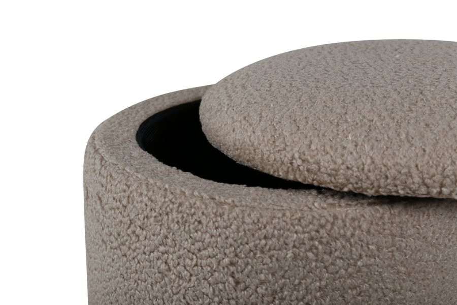 VENTURE DESIGN Limpen puff, med oppbevaring, sylinder - beige teddystoff polyester (32)