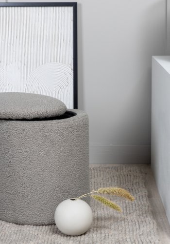 VENTURE DESIGN Limpen puff, med oppbevaring, sylinder - gr teddy stoff polyester (32)