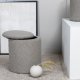 VENTURE DESIGN Limpen puff, med oppbevaring, sylinder - gr teddy stoff polyester (32)