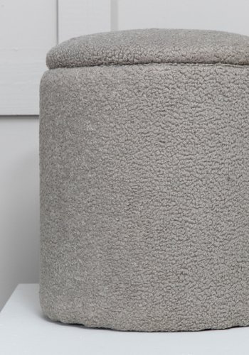 VENTURE DESIGN Limpen puff, med oppbevaring, sylinder - gr teddy stoff polyester (32)