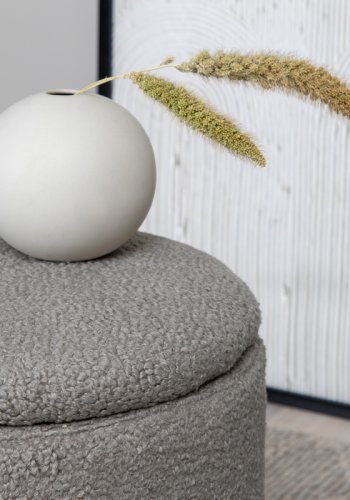 VENTURE DESIGN Limpen puff, med oppbevaring, sylinder - gr teddy stoff polyester (32)
