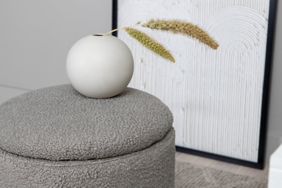 VENTURE DESIGN Limpen puff, med oppbevaring, sylinder - gr teddy stoff polyester (32)