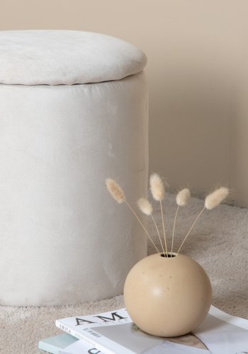 VENTURE DESIGN Limpen puff, med oppbevaring, sylinder - beige flyel (32)