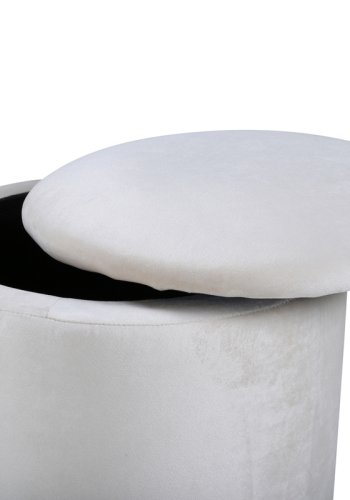 VENTURE DESIGN Limpen puff, med oppbevaring, sylinder - beige flyel (32)