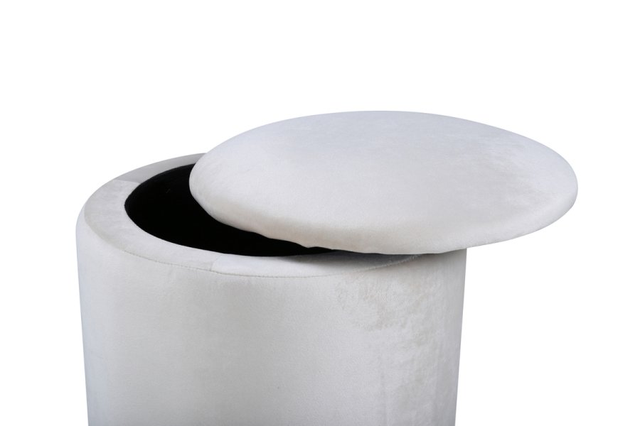 VENTURE DESIGN Limpen puff, med oppbevaring, sylinder - beige flyel (32)