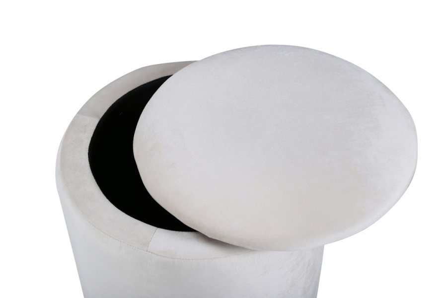 VENTURE DESIGN Limpen puff, med oppbevaring, sylinder - beige flyel (32)