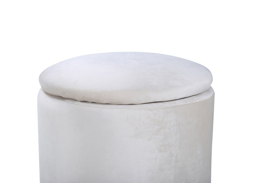 VENTURE DESIGN Limpen puff, med oppbevaring, sylinder - beige flyel (32)