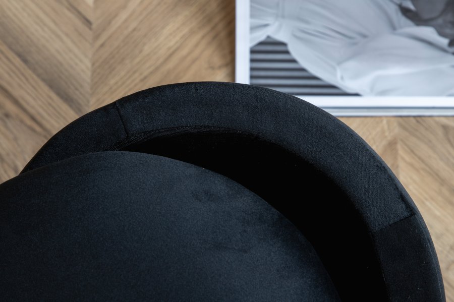VENTURE DESIGN Limpen puff, med oppbevaring, sylinder - svart flyel (32)