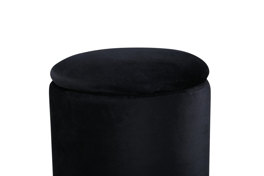 VENTURE DESIGN Limpen puff, med oppbevaring, sylinder - svart flyel (32)