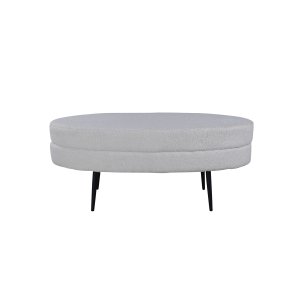VENTURE DESIGN Otto puf, oval - hvid bamsestof polyester og sort stl (100x40)