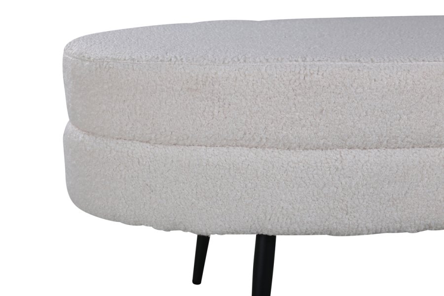 VENTURE DESIGN Otto puff, oval - hvit teddystoff polyester og svart stl (100x40)