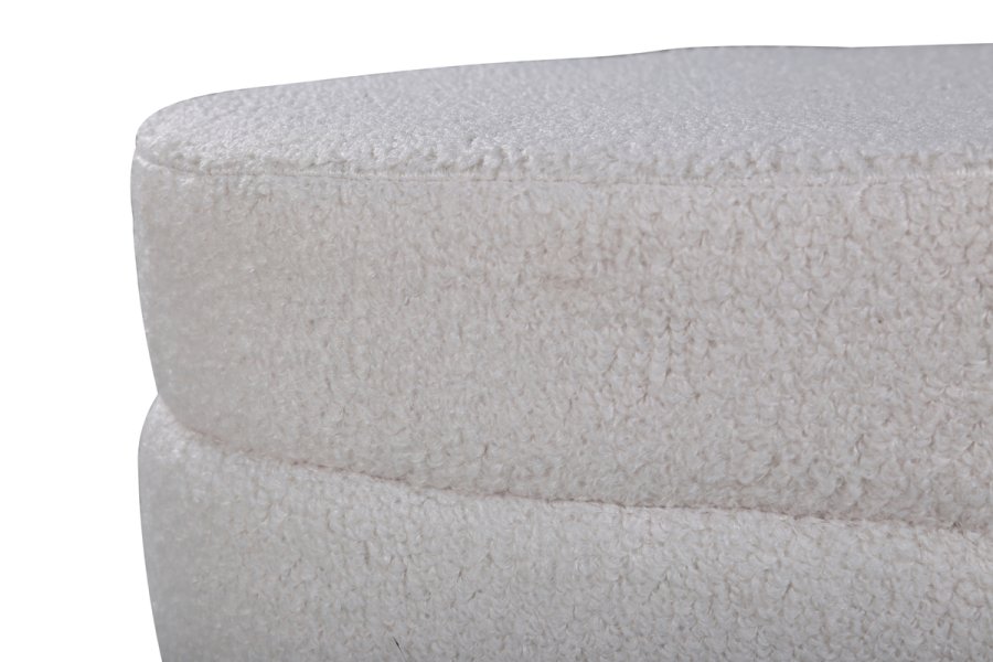 VENTURE DESIGN Otto puff, oval - hvit teddystoff polyester og svart stl (100x40)