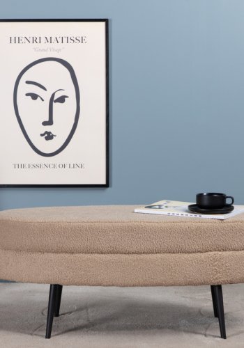 VENTURE DESIGN Otto puff, oval - beige teddystoff polyester og svart stl (100x40)